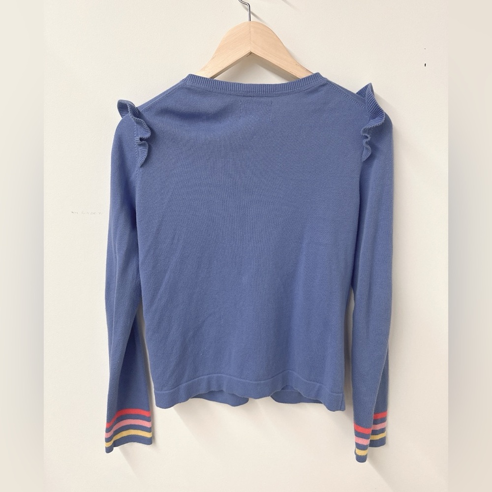 Mini Boden Periwinkle Blue Ruffle Cardigan - Picture 2 of 4